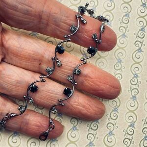 CAROLEE Bracelet Gun Metal Black Gray Clear Rhinestones 7.5”